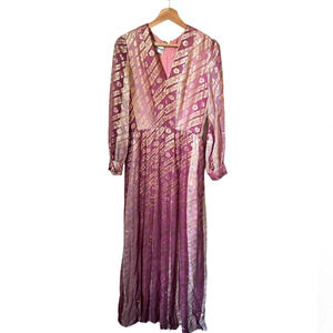 Vintage 1960s 1970s Adele Simpson Pink Metallic Chiffon Dress